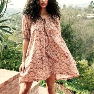 DÔEN Chestnut Mini Dress in Pink Valley Floral  *(missing tie) - XS